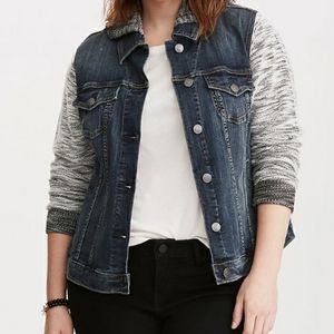 Torrid Jean French Terry Jacket Denim Jacket Soft Sleeves and Hood 3x